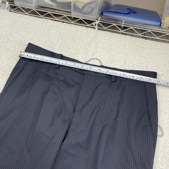 Kenneth Cole Mens 2 Piece Suit Blazer 40 R / Pants 34R Navy Blue Pine Striped - Picture 11 of 16